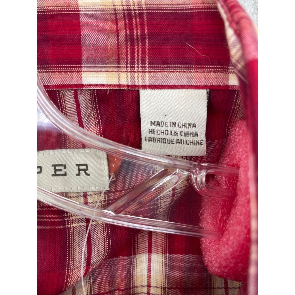 Roper Western Shirt Men L Red Plaid Embroidered Yoke Pearl Snap Smile Pocket NEW - Picture 14 of 15